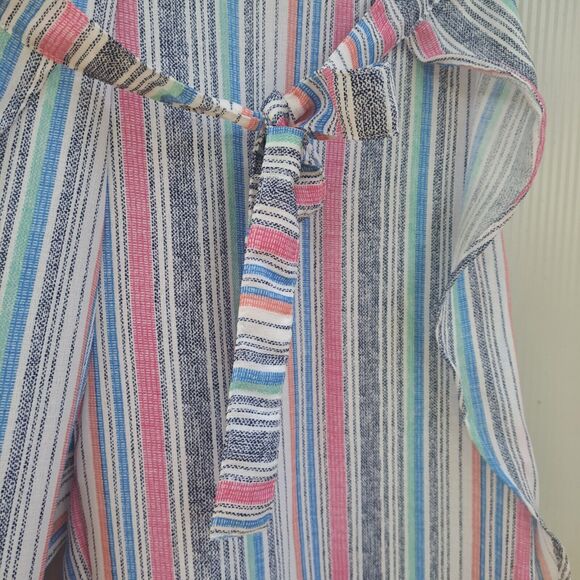 PACIFIC BEACH wide leg striped pants beach coverup splits up both sides size L - Picture 3 of 11